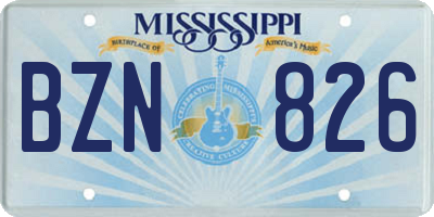 MS license plate BZN826