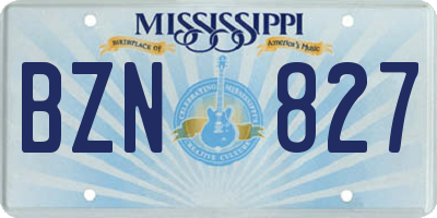 MS license plate BZN827
