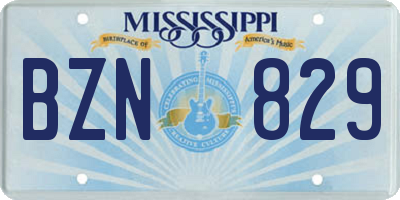 MS license plate BZN829