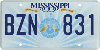 MS license plate BZN831