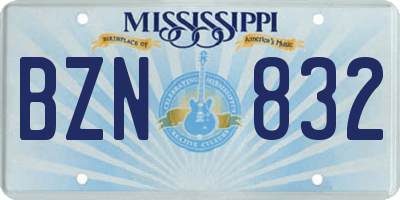 MS license plate BZN832