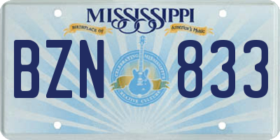 MS license plate BZN833