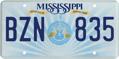MS license plate BZN835
