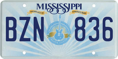 MS license plate BZN836
