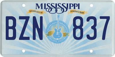 MS license plate BZN837