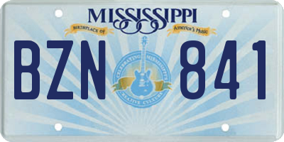 MS license plate BZN841