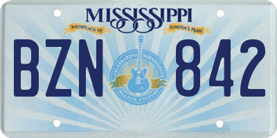 MS license plate BZN842