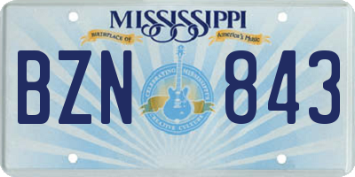 MS license plate BZN843