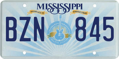 MS license plate BZN845
