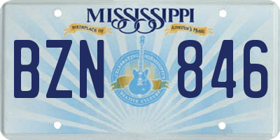 MS license plate BZN846