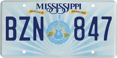 MS license plate BZN847