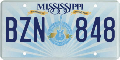 MS license plate BZN848