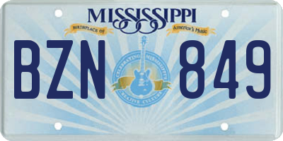 MS license plate BZN849