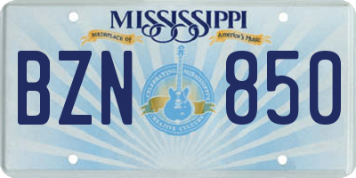 MS license plate BZN850