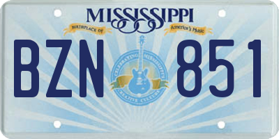 MS license plate BZN851