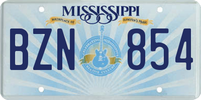 MS license plate BZN854