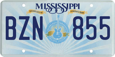 MS license plate BZN855