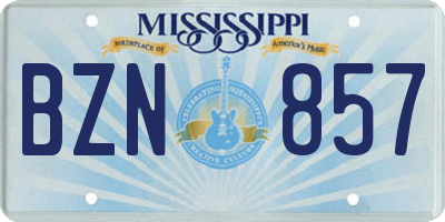 MS license plate BZN857