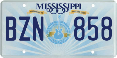 MS license plate BZN858