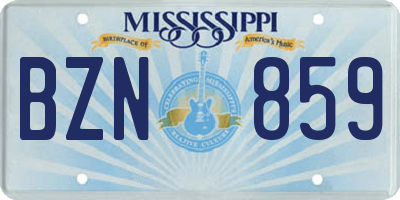 MS license plate BZN859