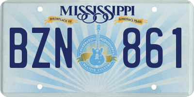 MS license plate BZN861