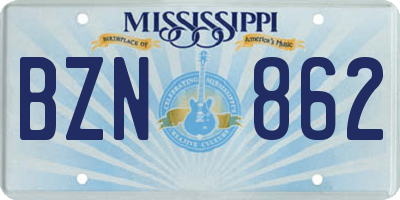 MS license plate BZN862