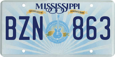 MS license plate BZN863