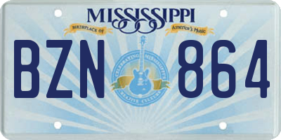 MS license plate BZN864