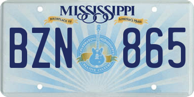 MS license plate BZN865