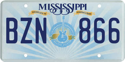 MS license plate BZN866