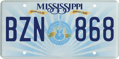 MS license plate BZN868