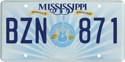 MS license plate BZN871