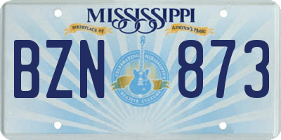 MS license plate BZN873