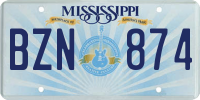 MS license plate BZN874