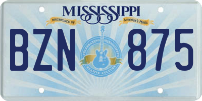 MS license plate BZN875