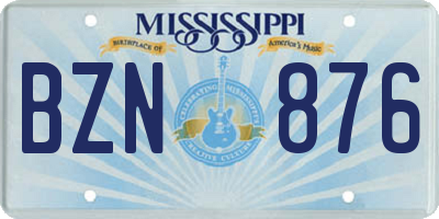 MS license plate BZN876