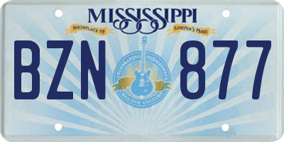 MS license plate BZN877