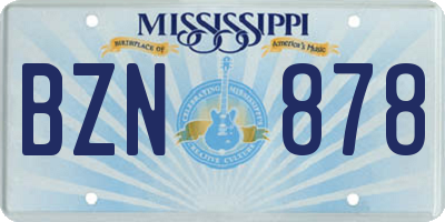 MS license plate BZN878