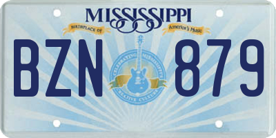MS license plate BZN879