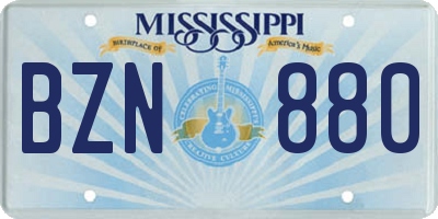 MS license plate BZN880