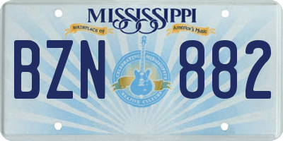 MS license plate BZN882