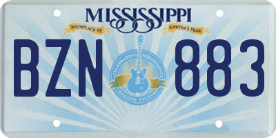 MS license plate BZN883