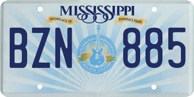 MS license plate BZN885