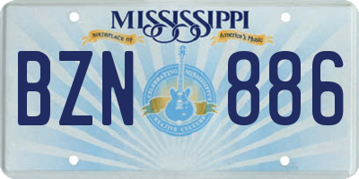MS license plate BZN886