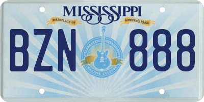 MS license plate BZN888