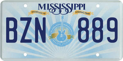 MS license plate BZN889