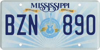 MS license plate BZN890