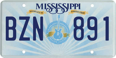 MS license plate BZN891
