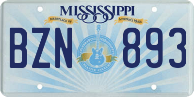 MS license plate BZN893