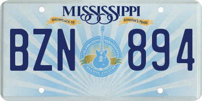 MS license plate BZN894